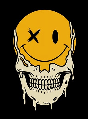 xl Beden Smile skull Tshirt