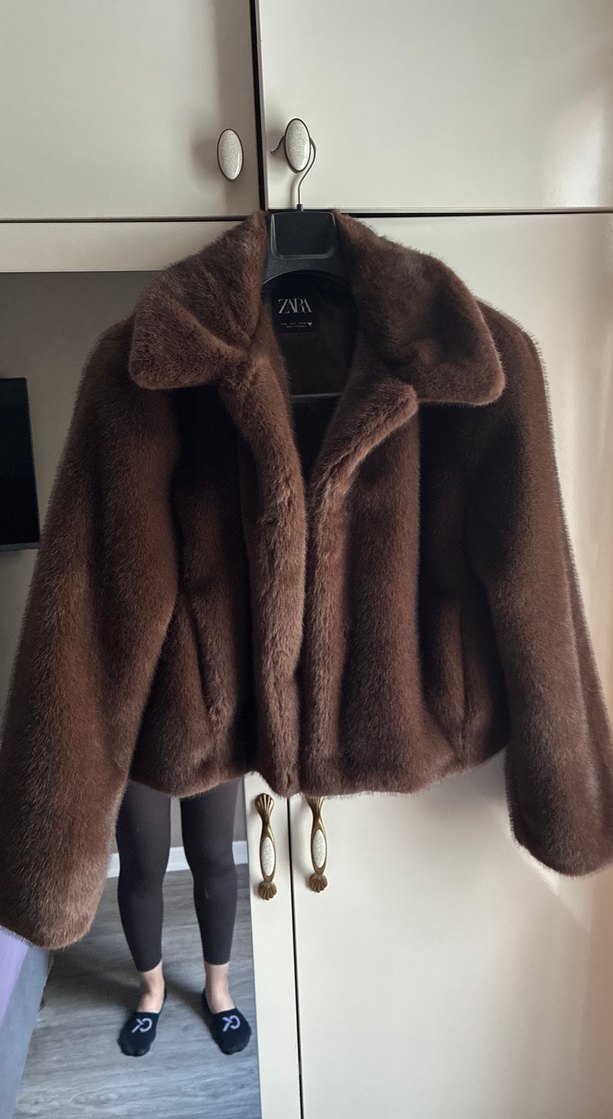 Kahverengi Midi Suni Kürk Ceket - Görsel 3