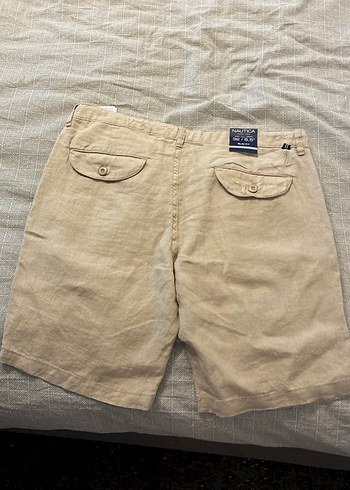 Bej Keten Erkek Mini Şort - Görsel 2