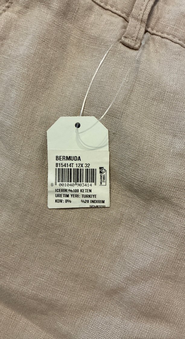 Bej Keten Erkek Mini Şort - Görsel 4