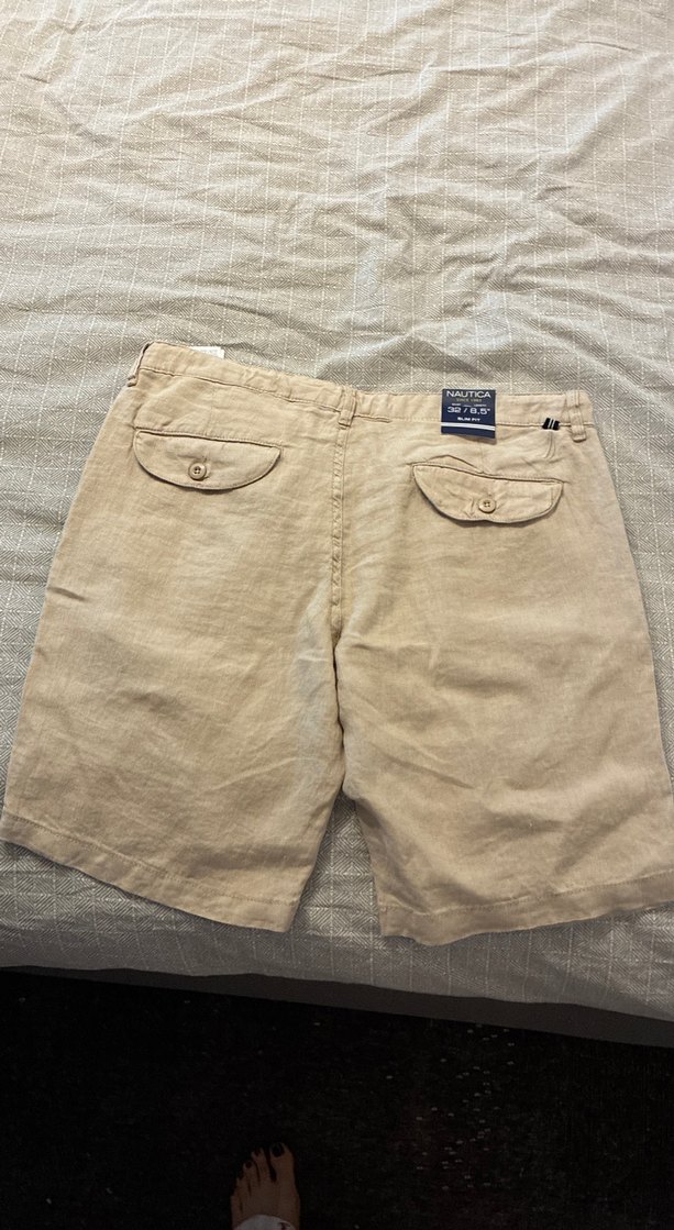 Bej Keten Erkek Mini Şort - Görsel 2