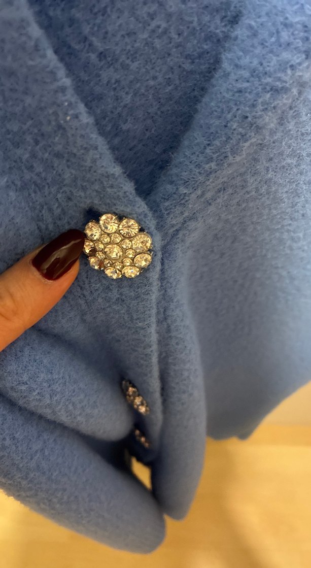 Mavi Düğmeli Kolsuz Midi Hırka - Görsel 5