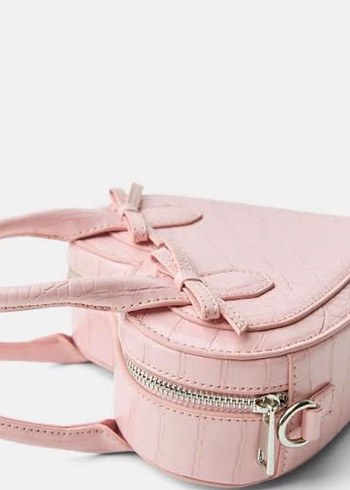 Pembe Yılan Desenli Tokalı Kadın Çanta - Görsel 3