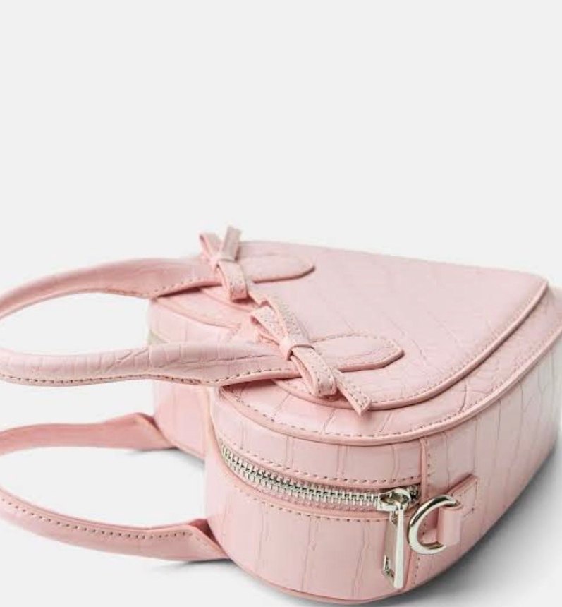 Pembe Yılan Desenli Tokalı Kadın Çanta - Görsel 3