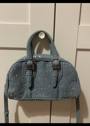 Zara Mavi Metal Detayli Mini Canta