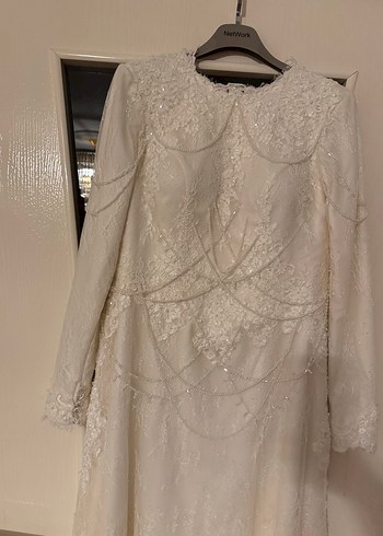 38 Beden Vintage Bohem Uzun Kollu A Kesim Gelinlik