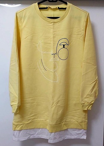 Sarı Midi Sweatshirt Uzun Kollu