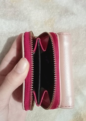 Fermuarlı Pembe Deri Kadın Cüzdanı - Görsel 3