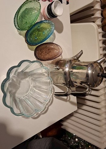 Renkli Cam Kase ve Metal Çaydanlık Seti - Görsel 2