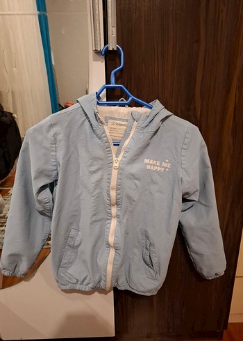 Kapüşonlu Mavi kız Çocuk Ceket - Görsel 3