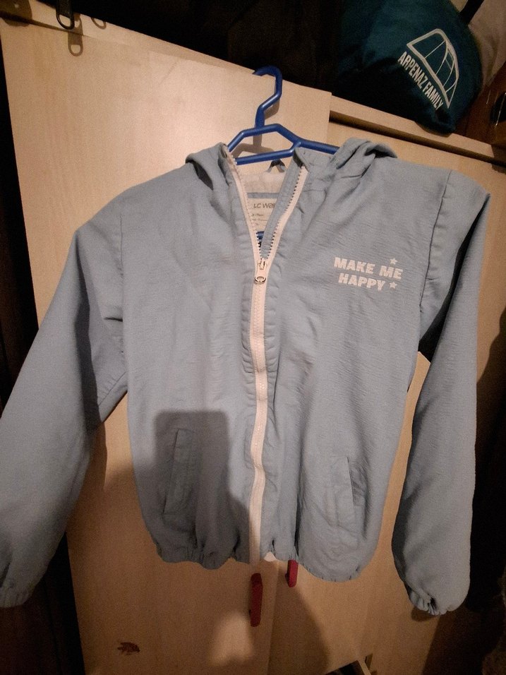 Kapüşonlu Mavi  kız Çocuk Ceket - Görsel 2