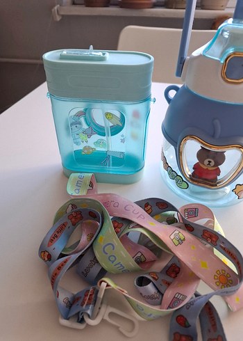 Renkli Çocuk Termos Şişesi Mavi 2 tane - Görsel 2