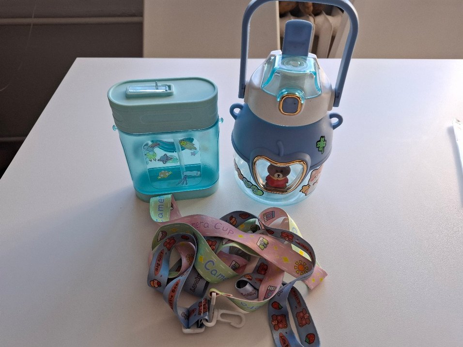 Renkli Çocuk Termos Şişesi Mavi 2 tane - Görsel 3