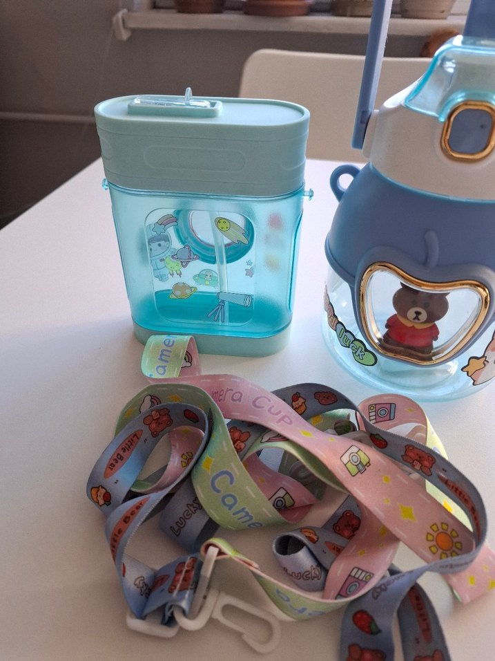 Renkli Çocuk Termos Şişesi Mavi 2 tane - Görsel 2