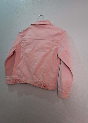 Kız Çocuk Düğmeli Pembe Kot Ceket - Görsel 7