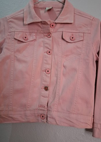 Kız Çocuk Düğmeli Pembe Kot Ceket - Görsel 3
