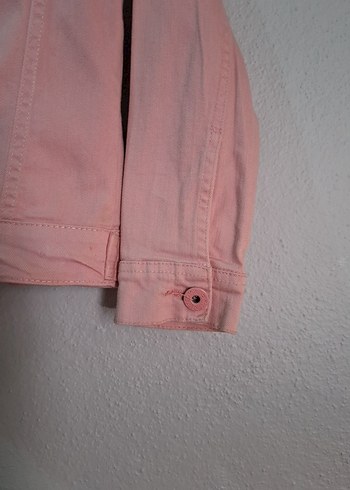 Kız Çocuk Düğmeli Pembe Kot Ceket - Görsel 6