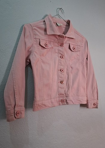 Kız Çocuk Düğmeli Pembe Kot Ceket - Görsel 5