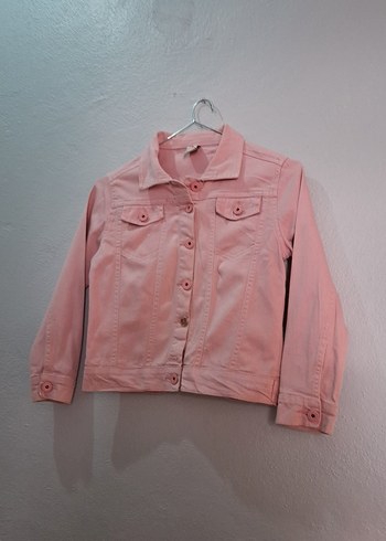 Kız Çocuk Düğmeli Pembe Kot Ceket - Görsel 2