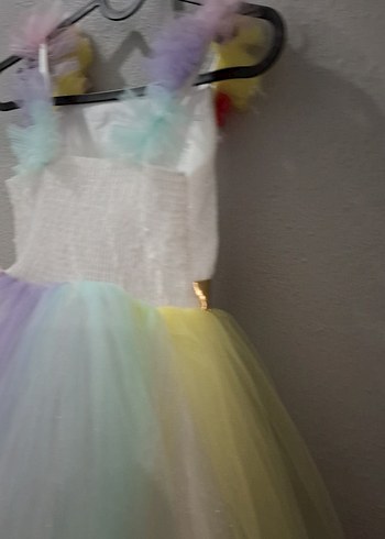 Çok Renkli Çocuk Abiye Elbise ayakkabı hediyeli - Görsel 6