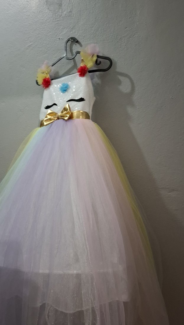 Çok Renkli Çocuk Abiye Elbise ayakkabı hediyeli - Görsel 2