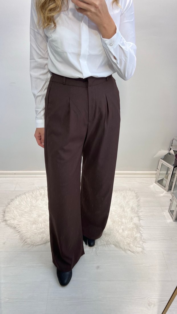 Acı Kahve Pile Detaylı Pantolon - Görsel 5