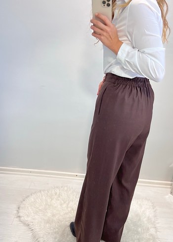 Acı Kahve Pile Detaylı Pantolon - Görsel 4