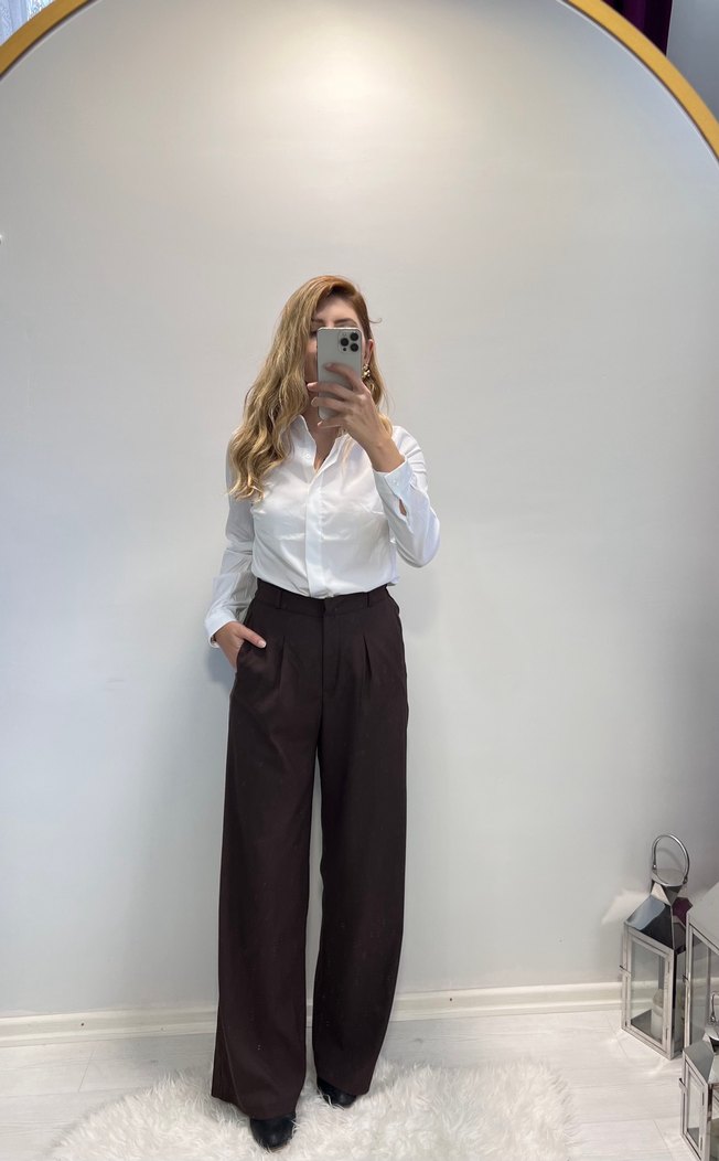 Acı Kahve Pile Detaylı Pantolon - Görsel 5