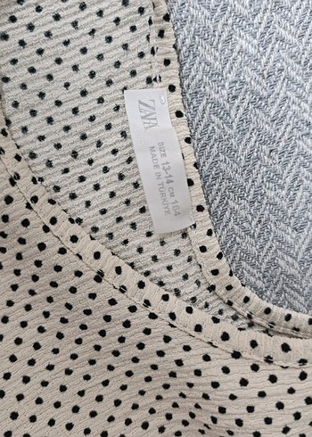 Zara Gri Puantiyeli kız çocuk elbise krem renk