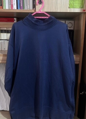 Mavi fermuarlı sweatshirt 