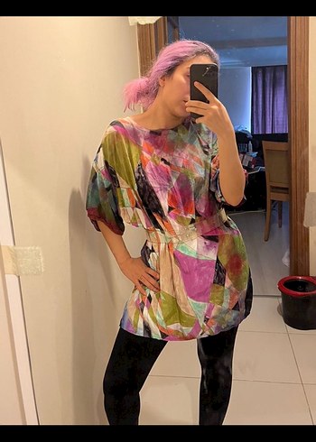 Kadın Çok Renkli Batik Desenli tunik - Görsel 4