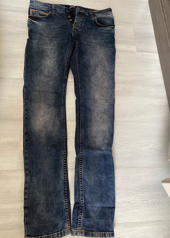 Erkek Düğmeli Lacivert Denim Pantolon