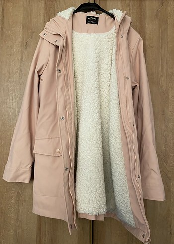 Pudra Düğmeli Midi Kadın mont - Görsel 2