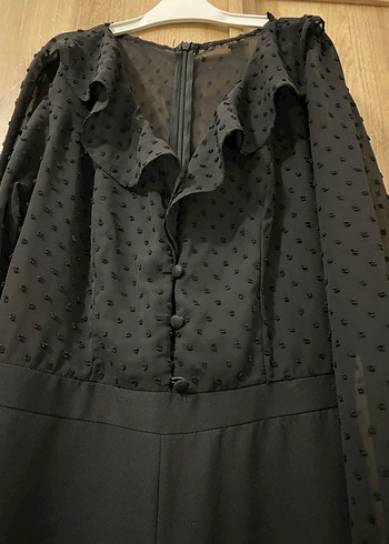 Kadın Siyah Uzun Kollu Uzun Kombinezon - Görsel 6