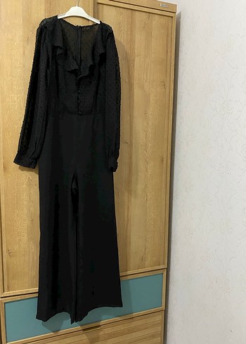 Kadın Siyah Uzun Kollu Uzun Kombinezon - Görsel 2