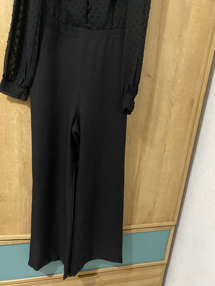 Kadın Siyah Uzun Kollu Uzun Kombinezon - Görsel 3