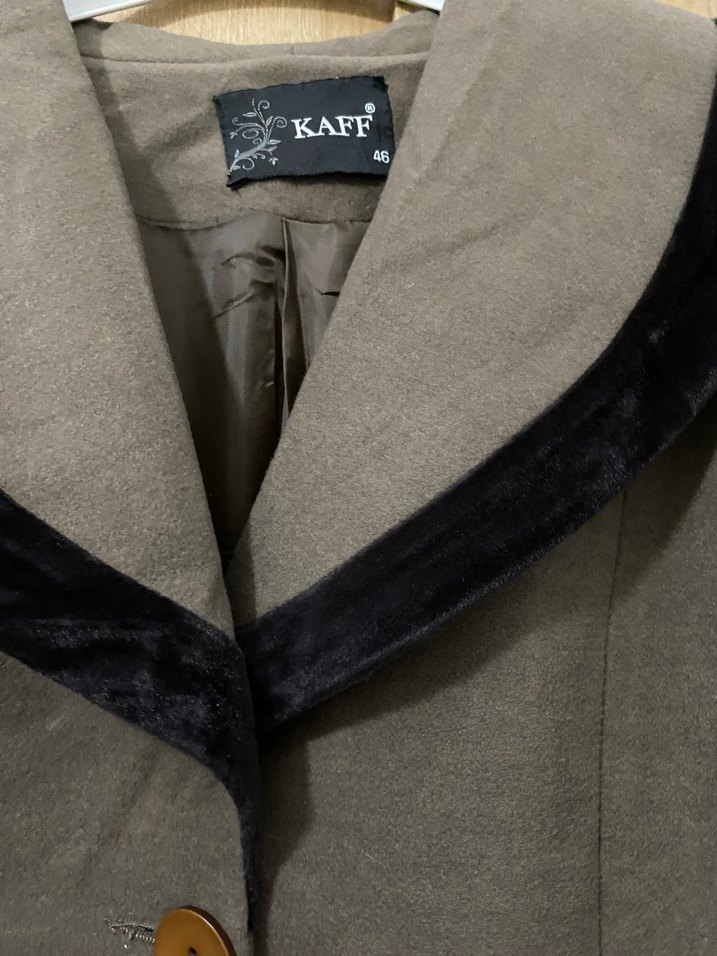 Kadın Bej Uzun Keten Kaban - Görsel 3