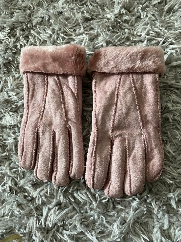 Peluş Detaylı Pembe Kadın Eldiven - Görsel 2