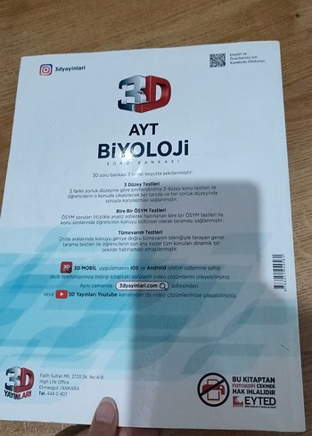  AYT Biyoloji 3D Soru Bankası