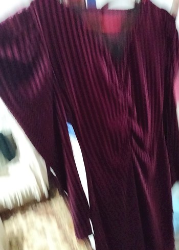 Bordo kadife V Yakalı - Görsel 8