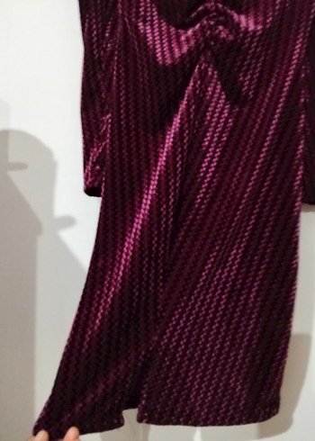 Bordo kadife V Yakalı - Görsel 4