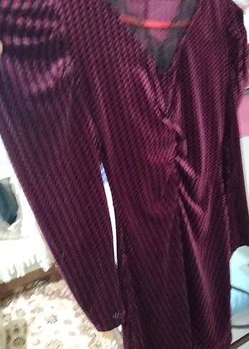 Bordo kadife V Yakalı - Görsel 2