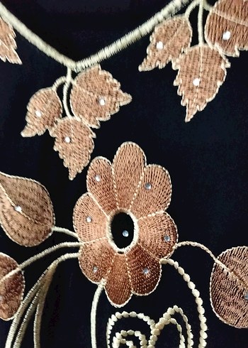 Uzun Kollu Siyah Nakışlı Bohem üst - Görsel 5