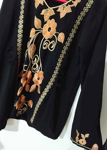 Uzun Kollu Siyah Nakışlı Bohem üst - Görsel 3