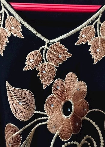 Uzun Kollu Siyah Nakışlı Bohem üst - Görsel 2