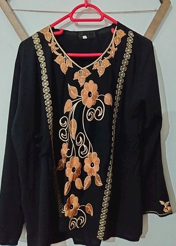Uzun Kollu Siyah Nakışlı Bohem üst - Görsel 6