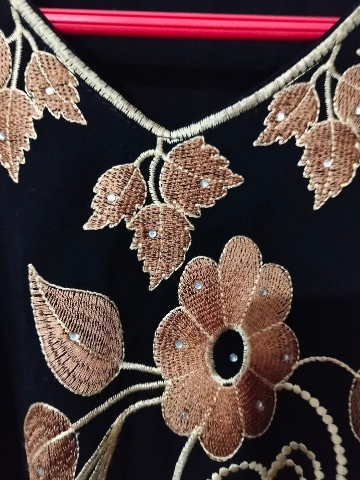 Uzun Kollu Siyah Nakışlı Bohem üst - Görsel 2