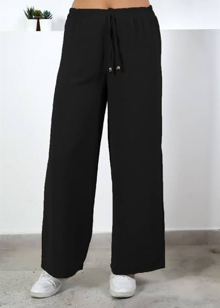 SİYAH AEROBİN KUMAŞ PANTOLON - Görsel 3