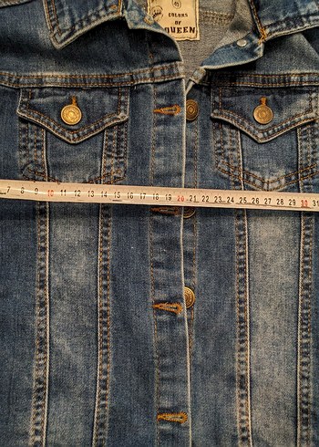 Düğmeli Mavi Kadın Denim Ceket - Görsel 4