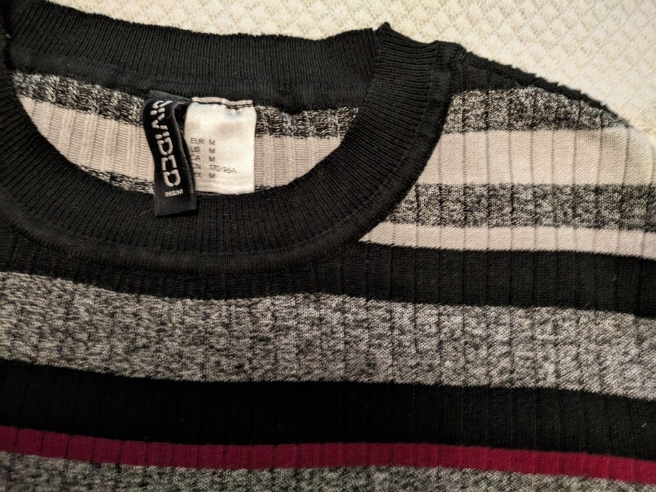 Gri Çizgili Triko Kadın Kazak - Görsel 2